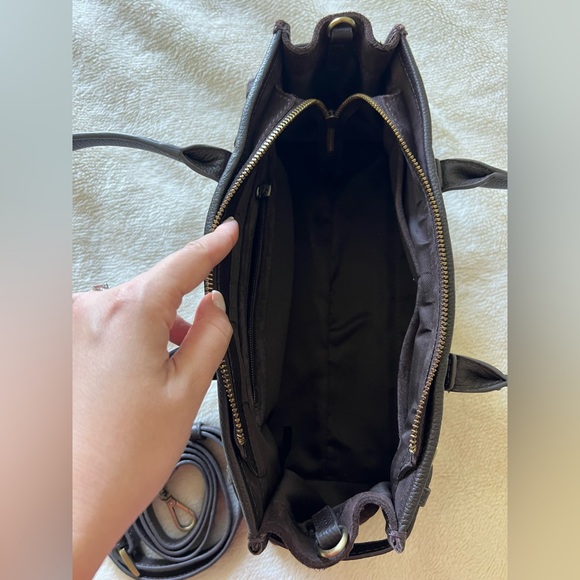 Genuine Italian Leather Suede Handbag – Dark Brown - Picture 4 of 10